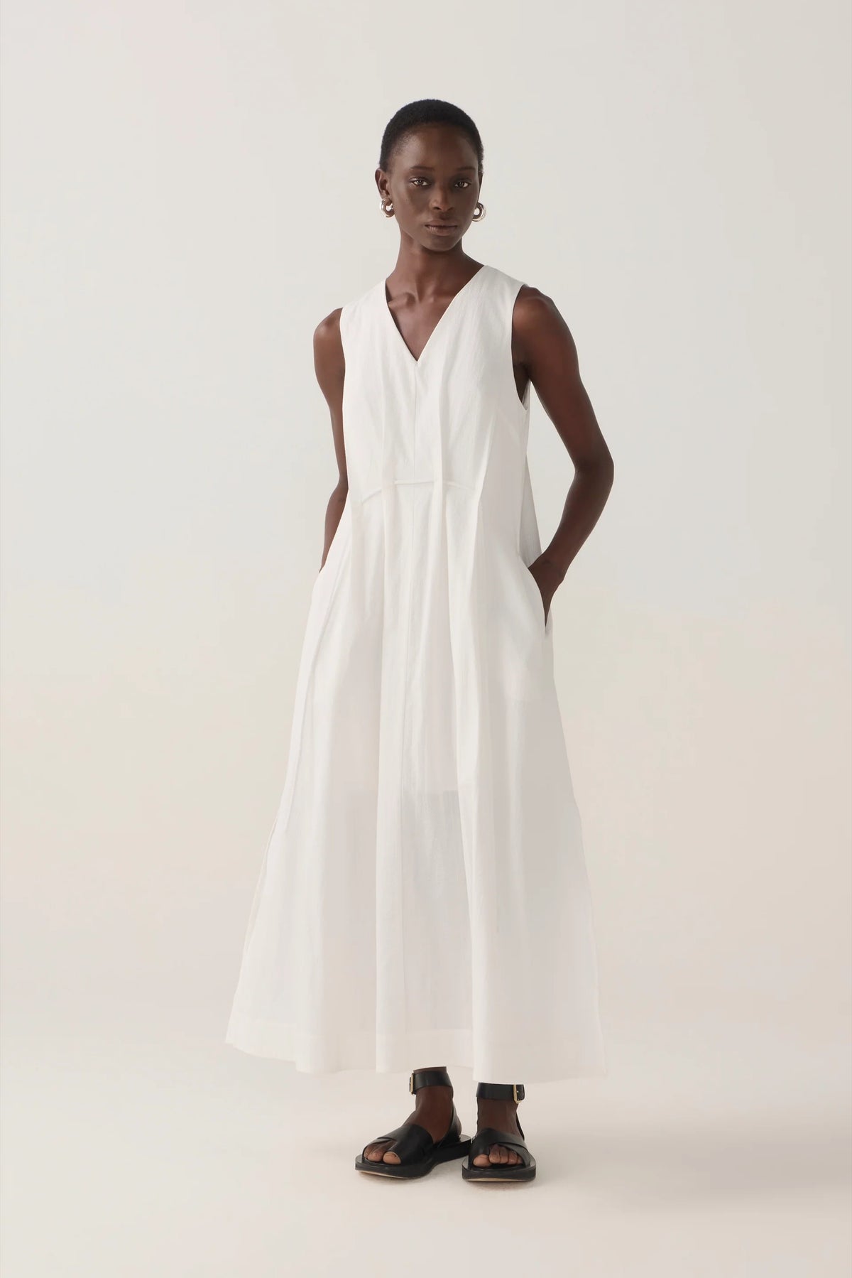 Frankie Dress | White Spotty Cotton