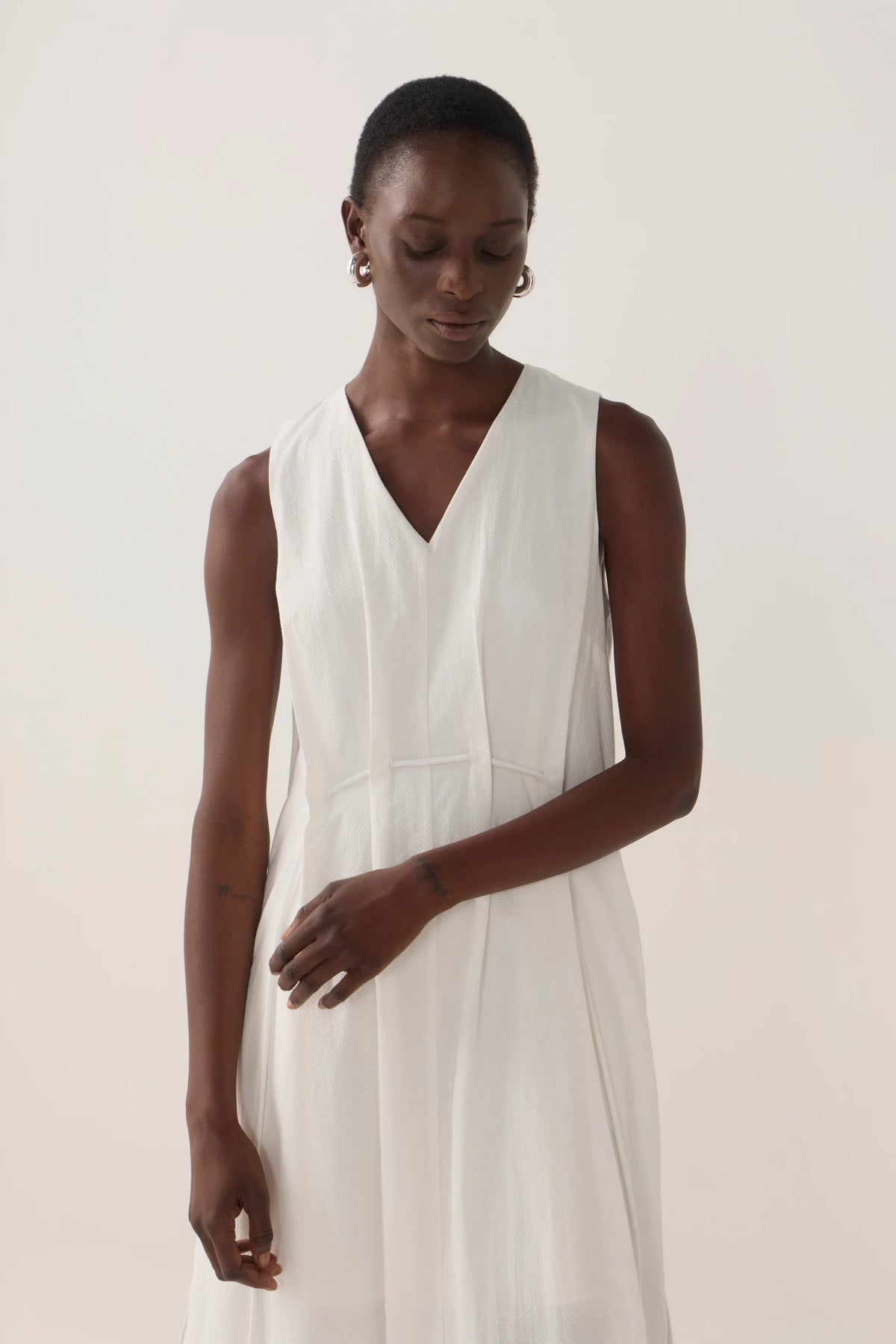 Frankie Dress | White Spotty Cotton