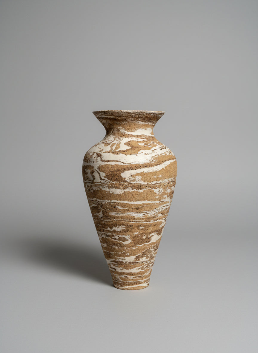 Marbled Fluted Vase