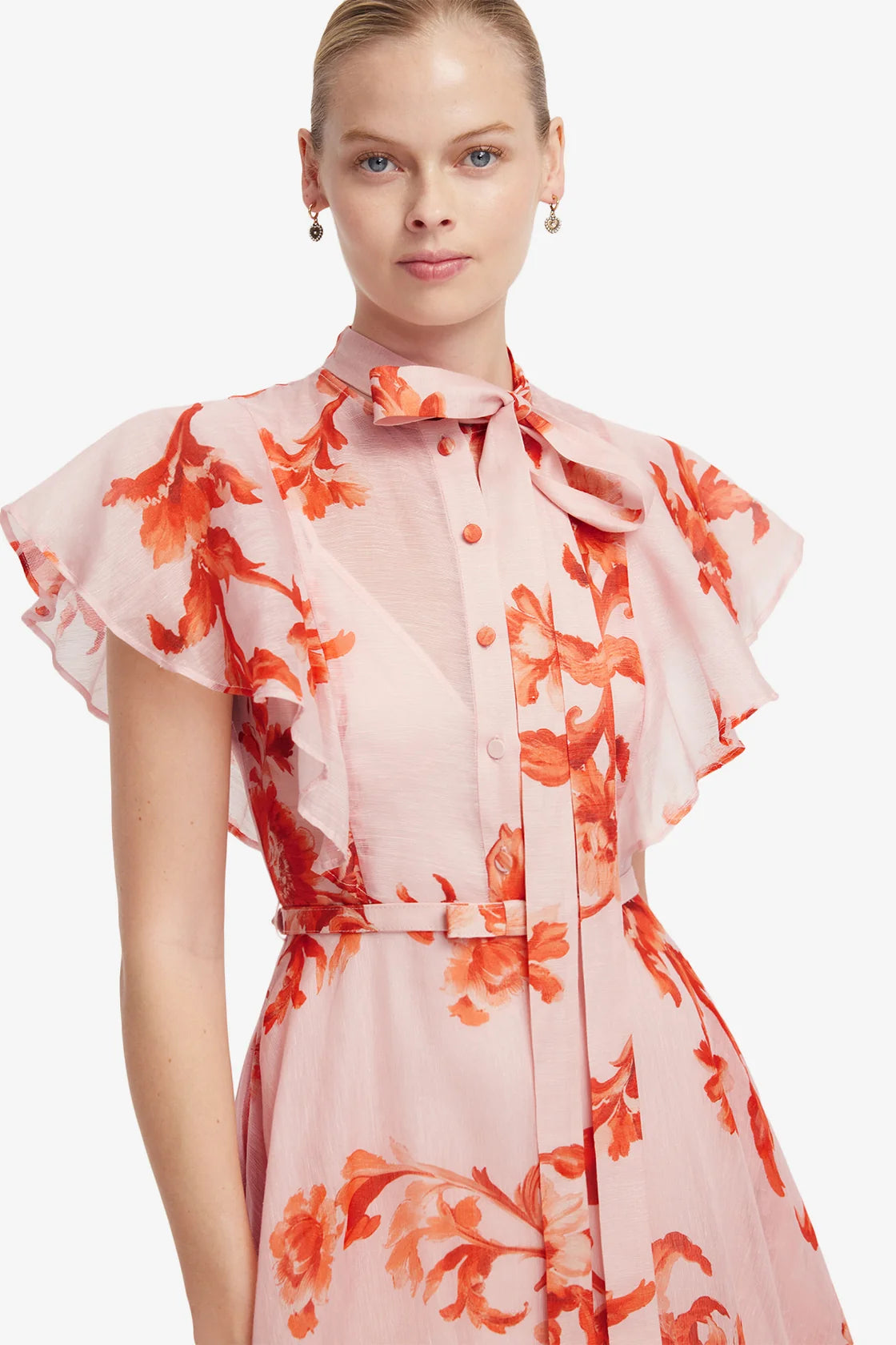 Elise Flutter Sleeve Midi Dress