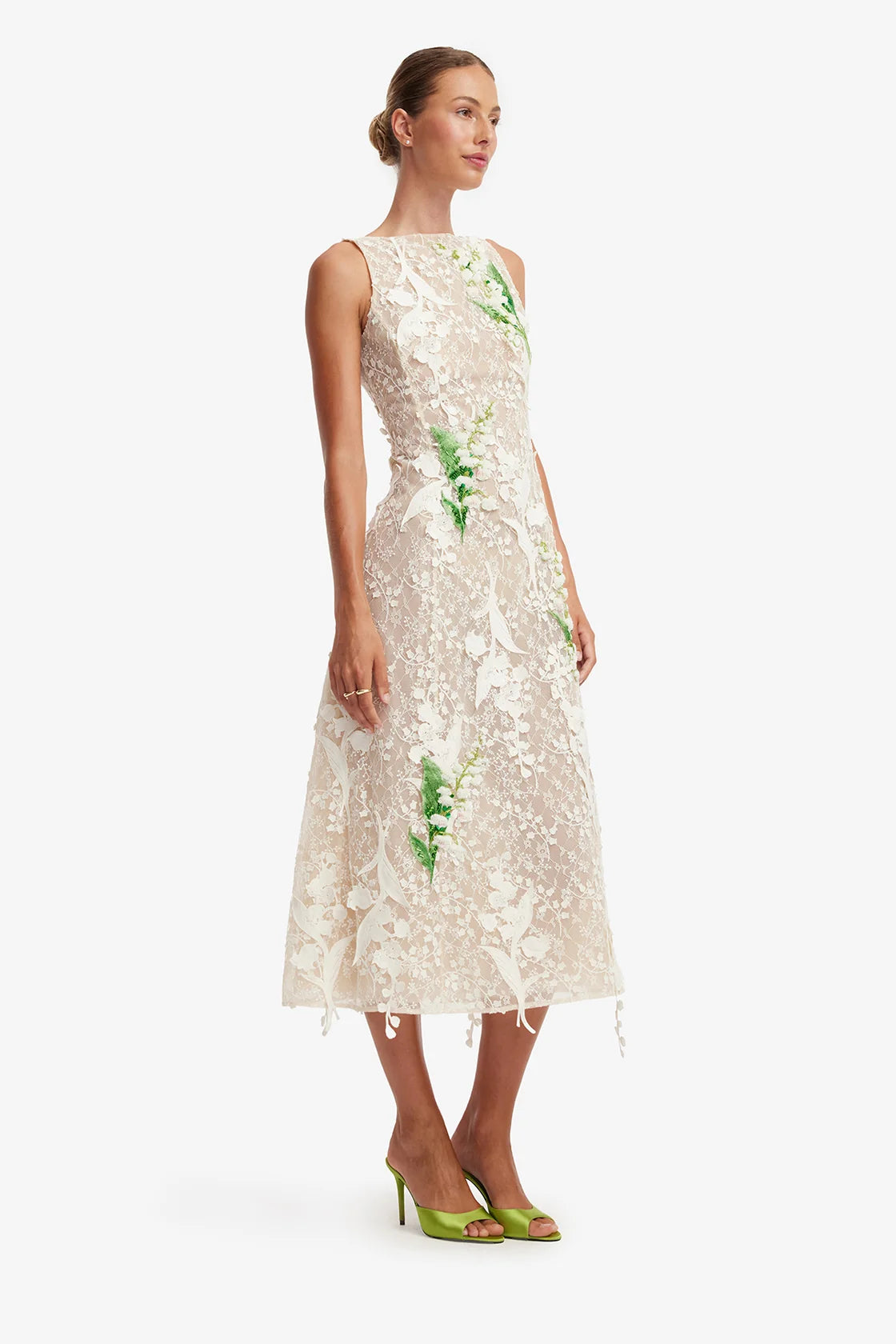 Cleo Embellished Lace Sleeveless Midi Dress