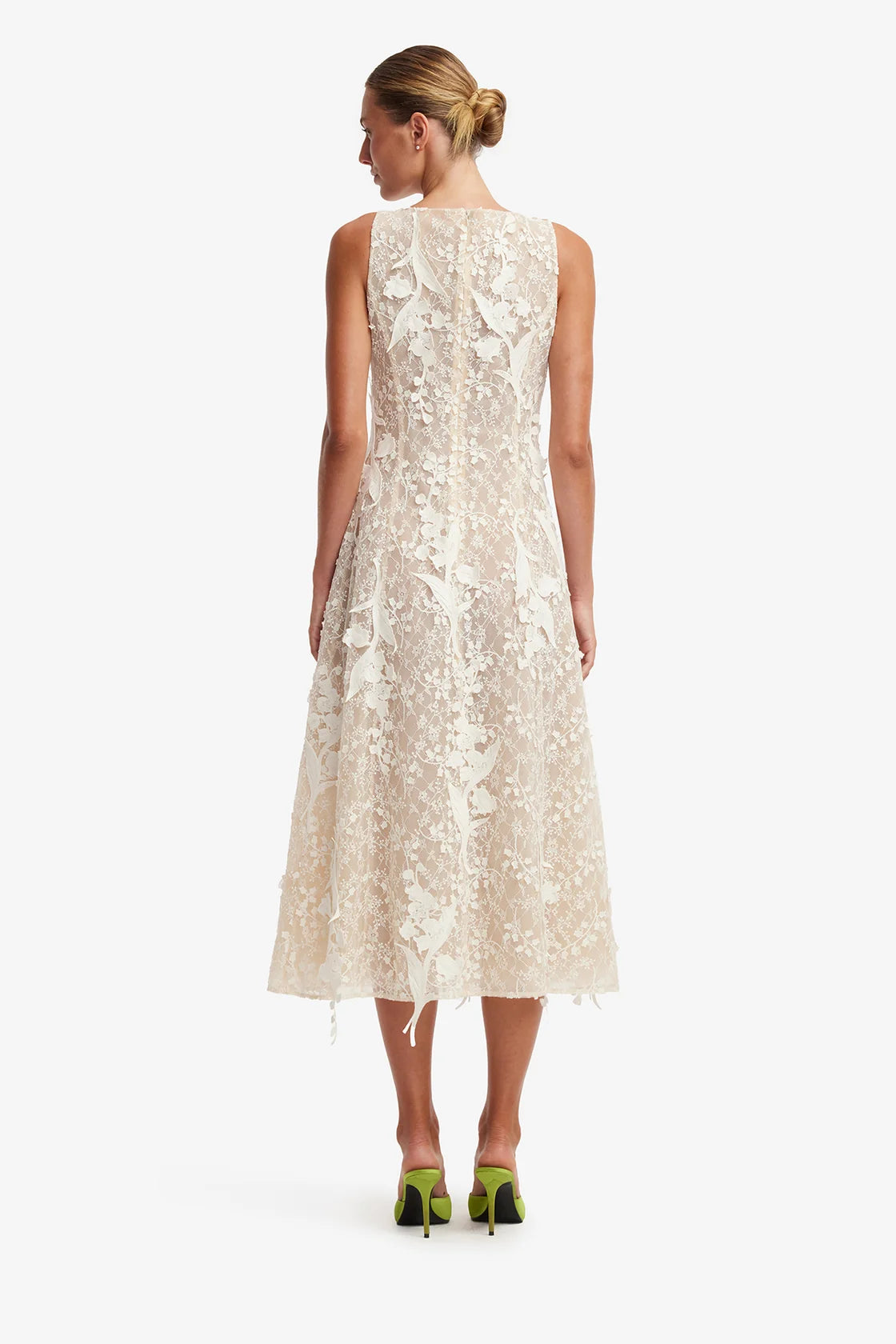 Cleo Embellished Lace Sleeveless Midi Dress