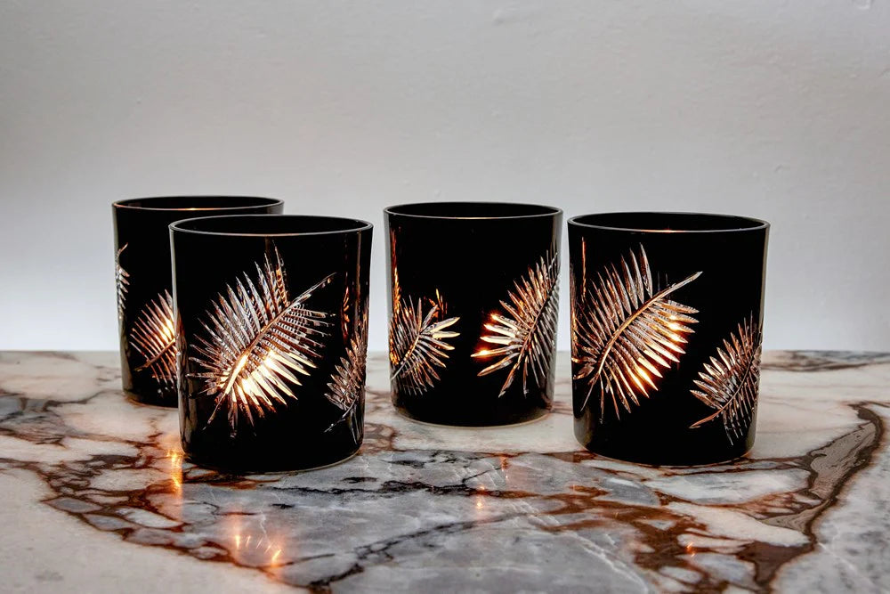 Crystal Palm Tumbler / Votive - Black
