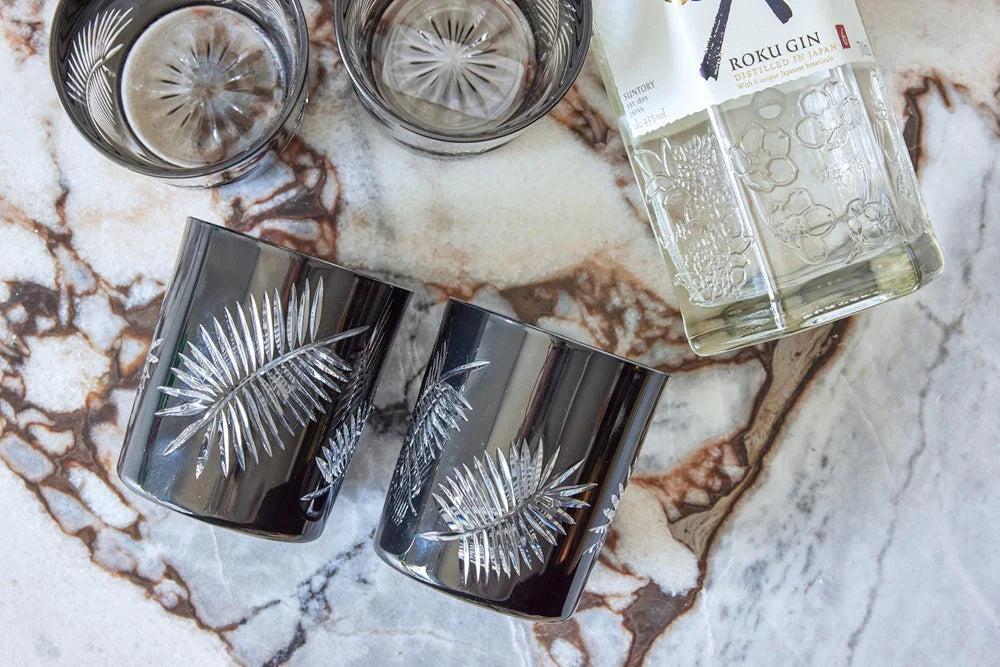 Crystal Palm Tumbler / Votive - Black