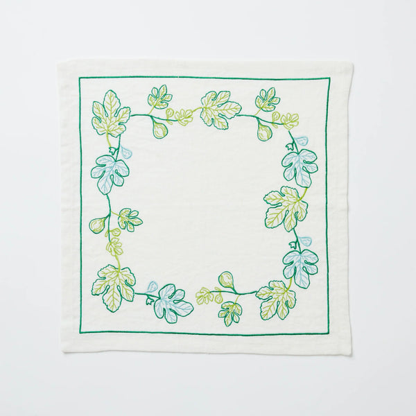 Fig Green Embroidered Napkins Set of 4