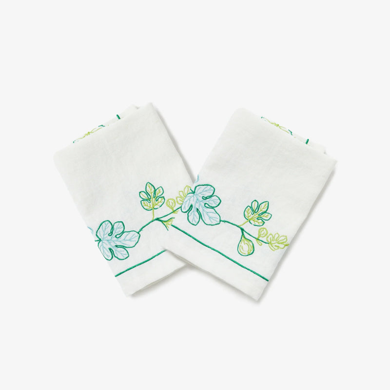 Fig Green Embroidered Napkins Set of 4