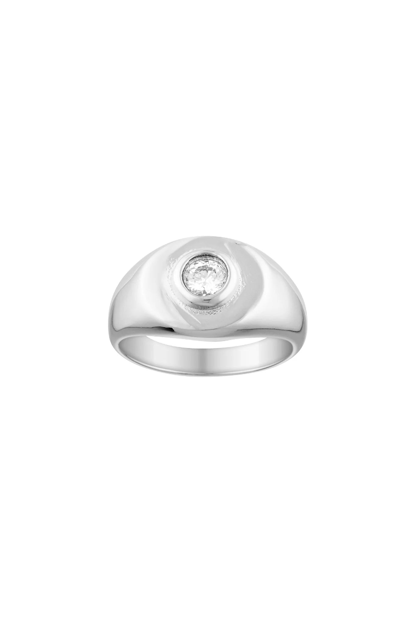 Heritage Signet Ring | White Gold / Clear
