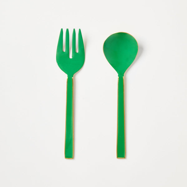 Enamel Emerald Salad Servers (Set of 2)