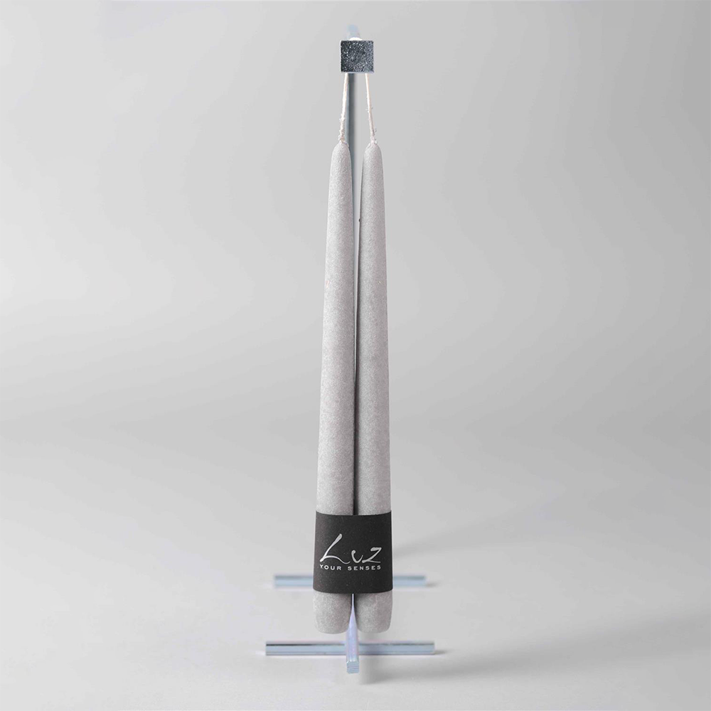 Taper Candle Pair| Suede Mouse Grey