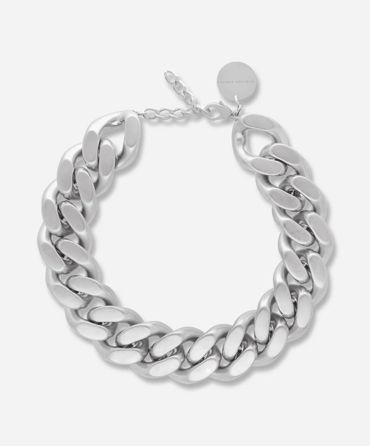 Big Flat Chain Necklace | Silver Vintage