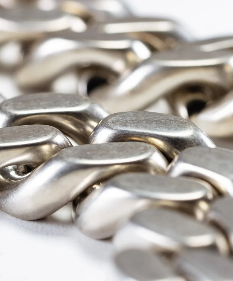 Big Flat Chain Necklace | Silver Vintage