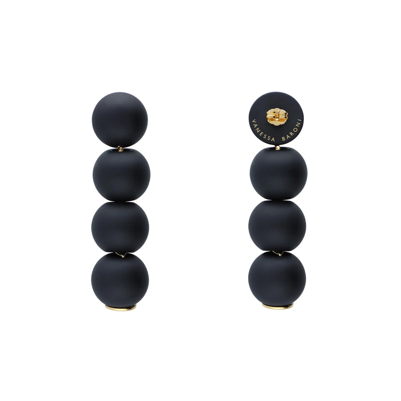 Small Beads Earring | Matt Black