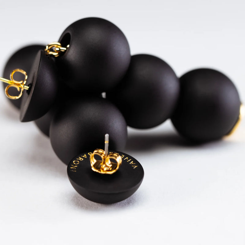 Small Beads Earring | Matt Black