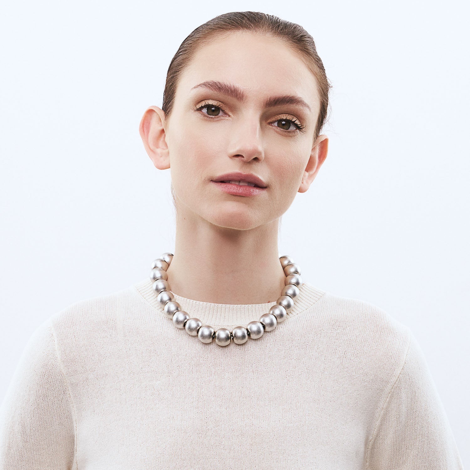 Small Beads Necklace Short | Silver
