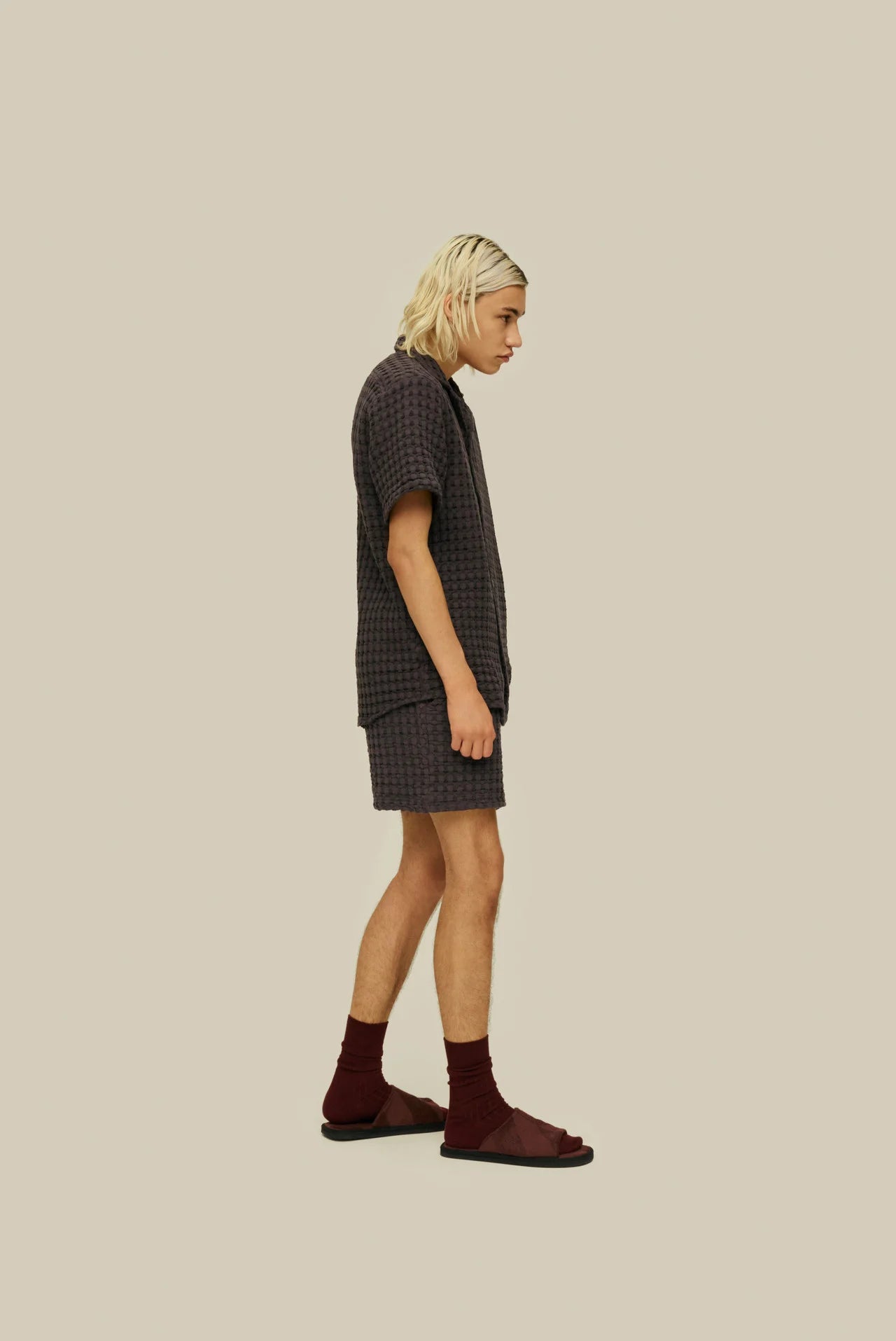 Nearly Black Cuba Waffle Shorts