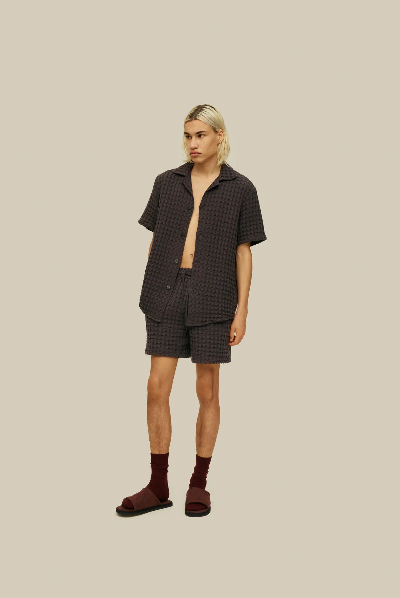 Nearly Black Cuba Waffle Shorts