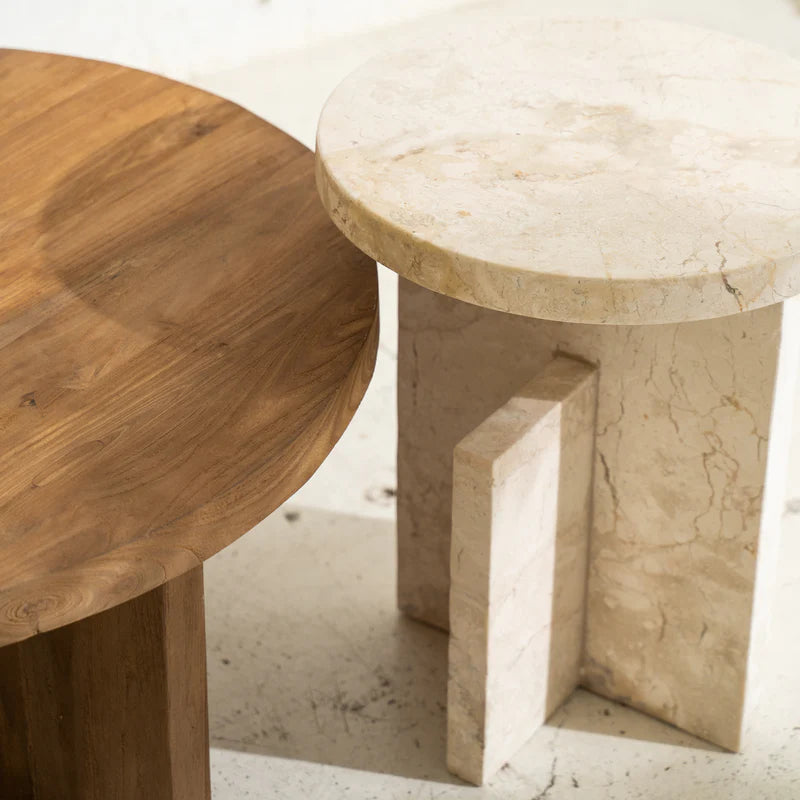 Aoi Travertine Side Table