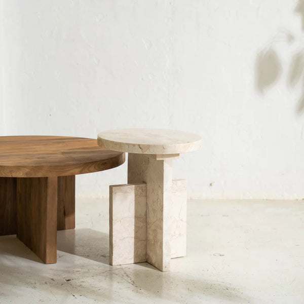 Aoi Travertine Side Table