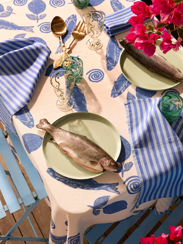 Pinstripe Blue Napkins Set 4