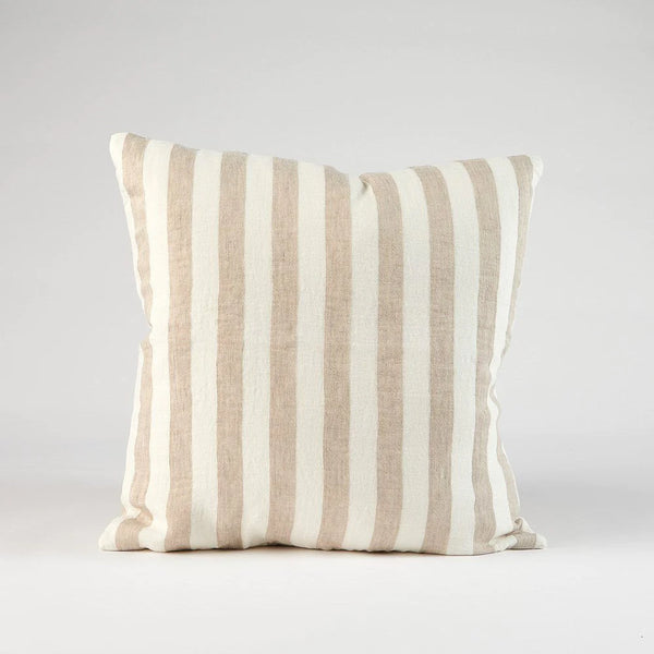 Santi Linen Cushion | White Natural Stripe