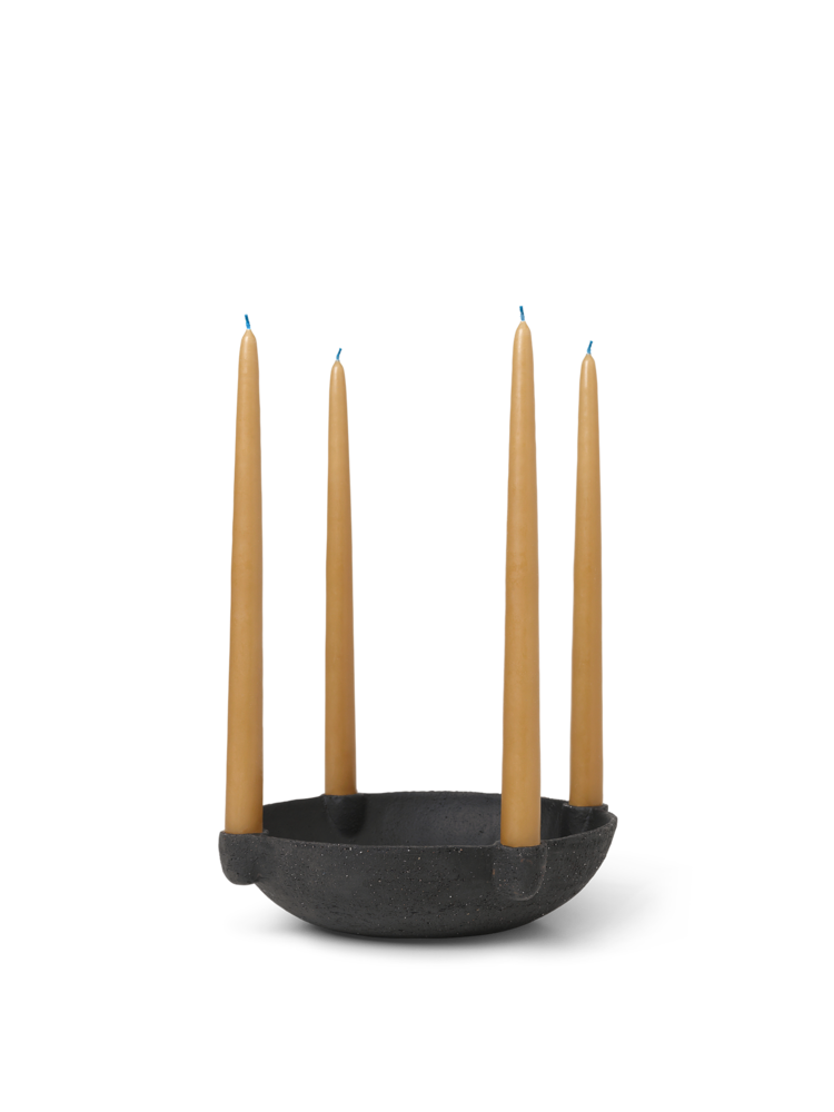 Bowl Candle Holder | Ceramic Dark Grey