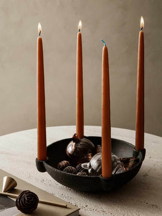 Bowl Candle Holder | Ceramic Dark Grey