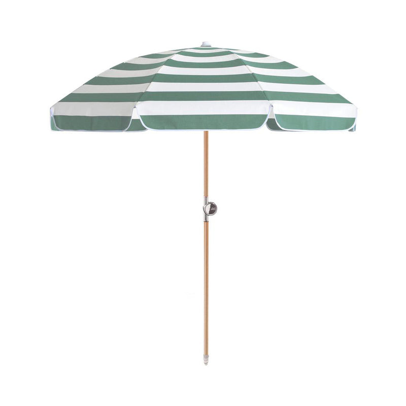 Luxury Beach Umbrella | Sage Stripe