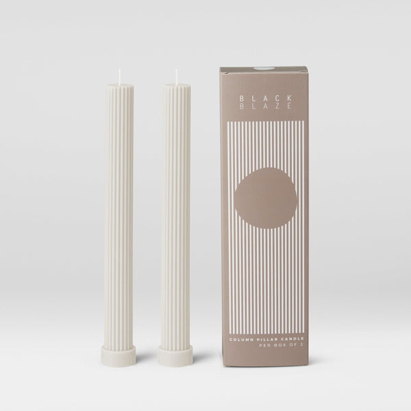Column Pillar Candle Duo- Cream White