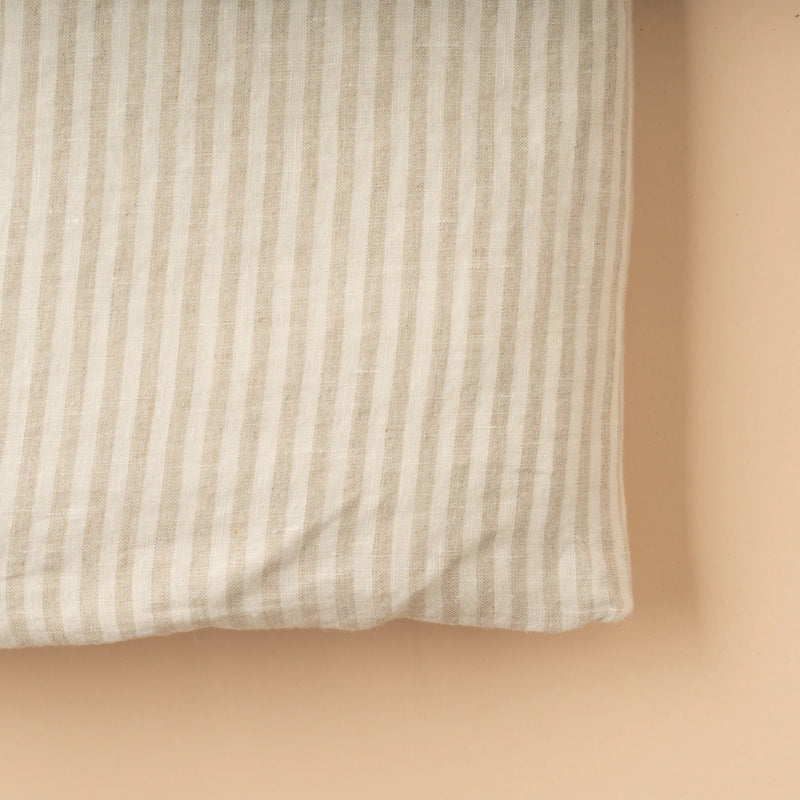Linen Quilted Bed Cover | Natural Stripe