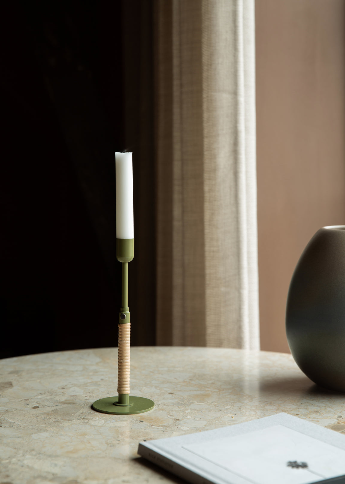 Duca Candle Holder | Olive Green