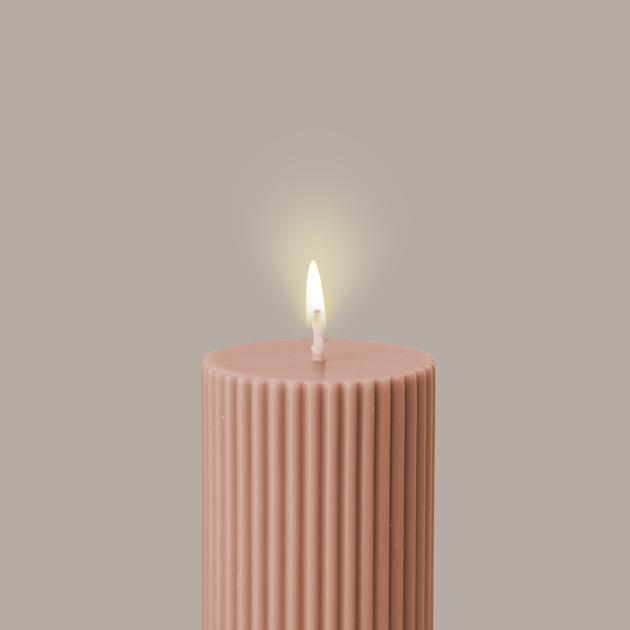 Wide Column Pillar Candle- Peach