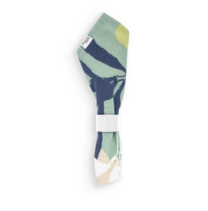 Glass Napkin Ring Set of 6 | Jade White