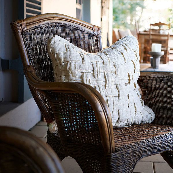 Crosier Handwoven Linen Cushion | Ivory