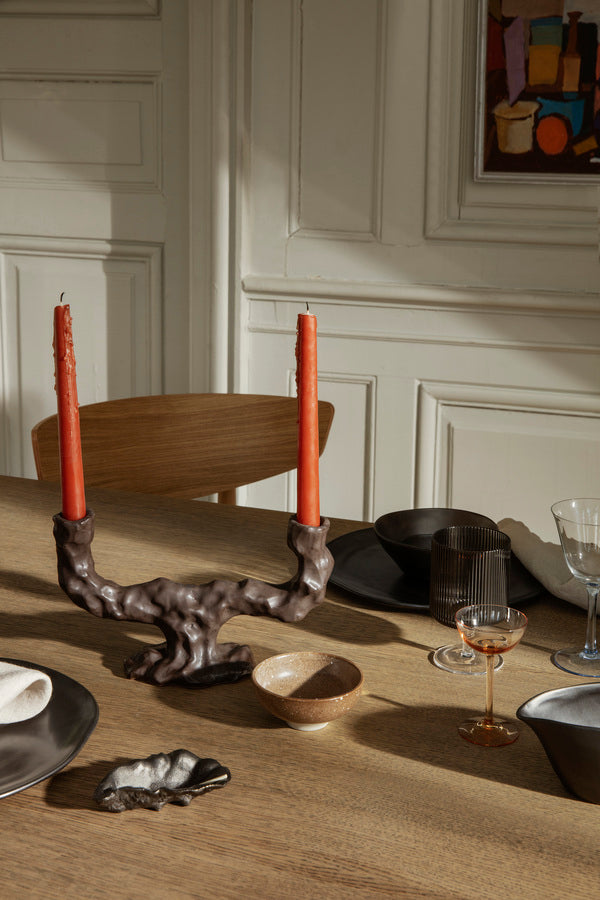 Dito Double Candle Holder | Dark Brown
