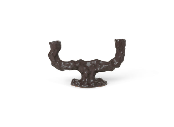 Dito Double Candle Holder | Dark Brown