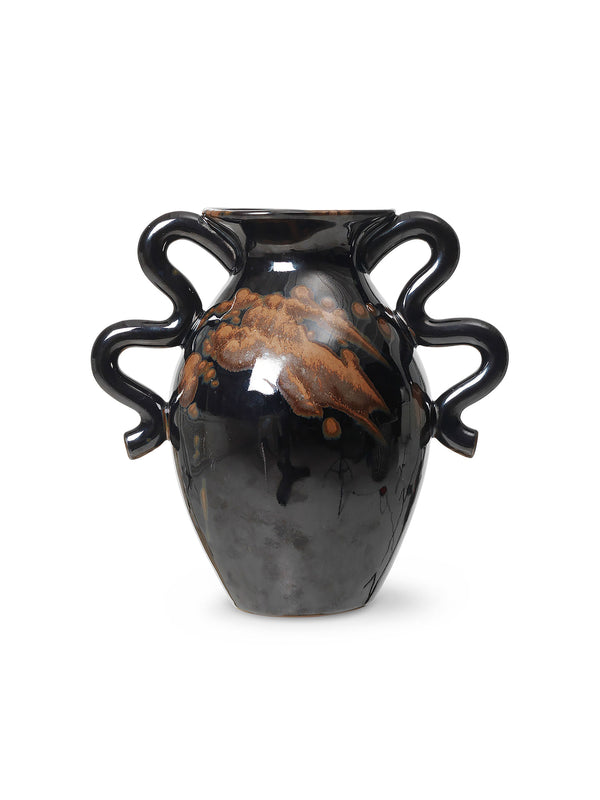 Verso Table Vase | Black w Brown Splash